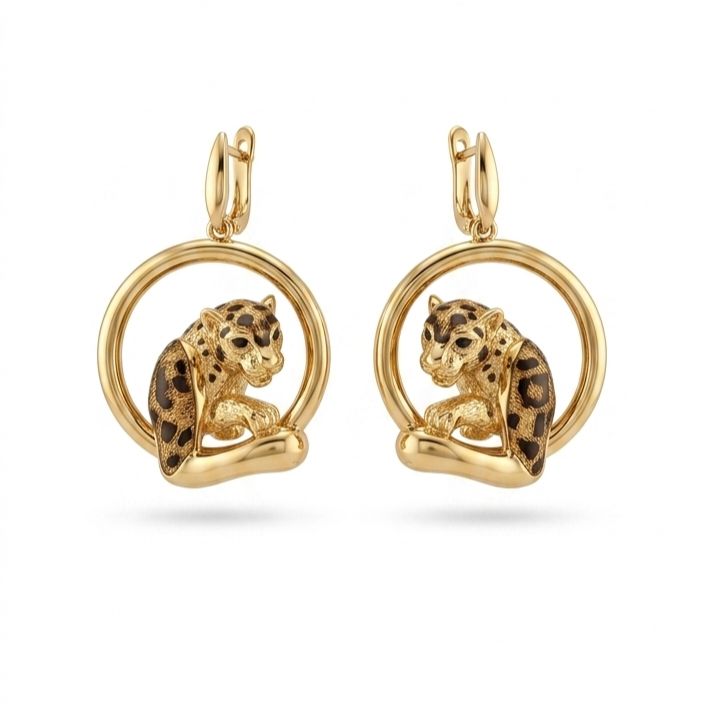 گوشواره تایگرس کد 2 عیار 750 وزن 14.53 گرم - طلا و جواهری فانی